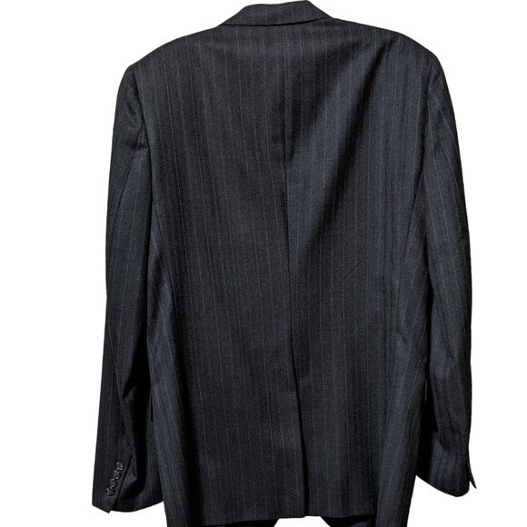 Burberry vintage men's blazer striped wool dark gray FLAW measurements in photos - Picture 2 of 12